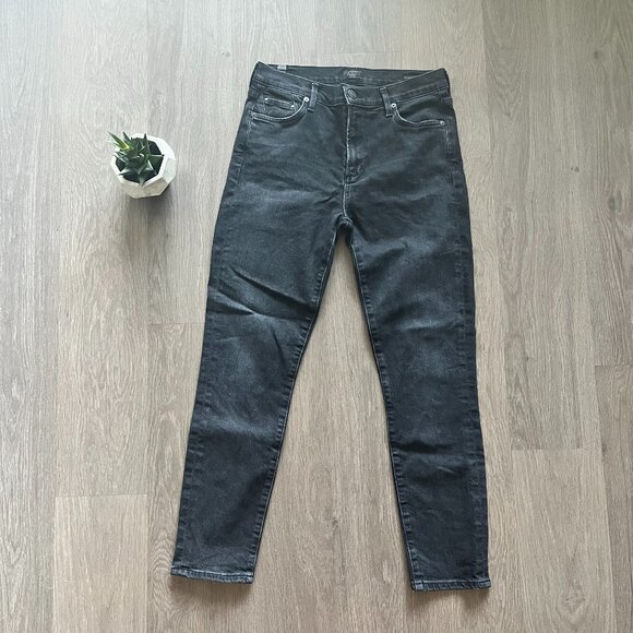 Citizens of Humanity Washed Black "Rocket Crop" Mid-Rise Skinny Jeans - Picture 1 of 11